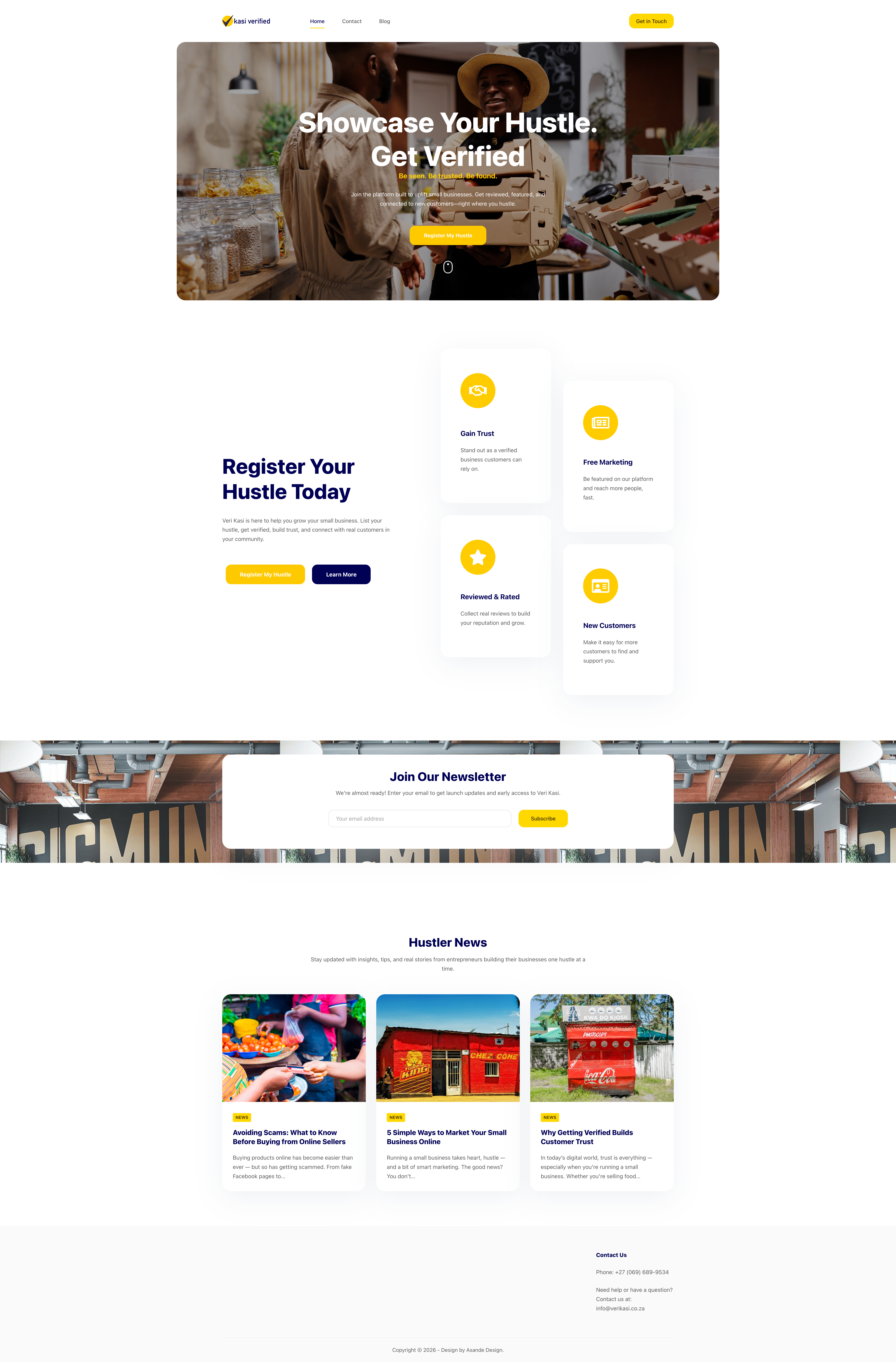 KasiVerified website screenshot.